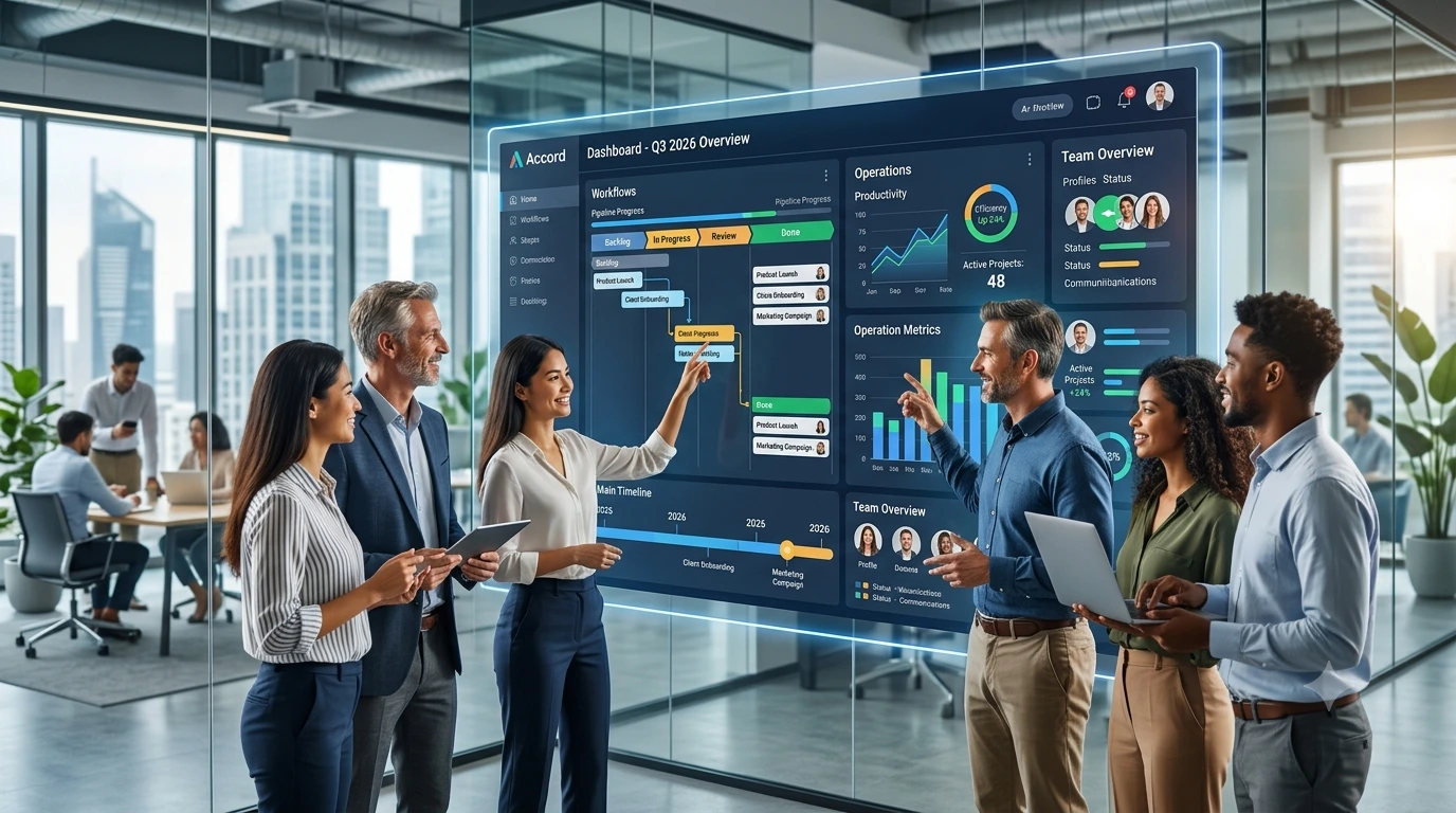 Accord software dashboard helping business teams manage workflows and operations