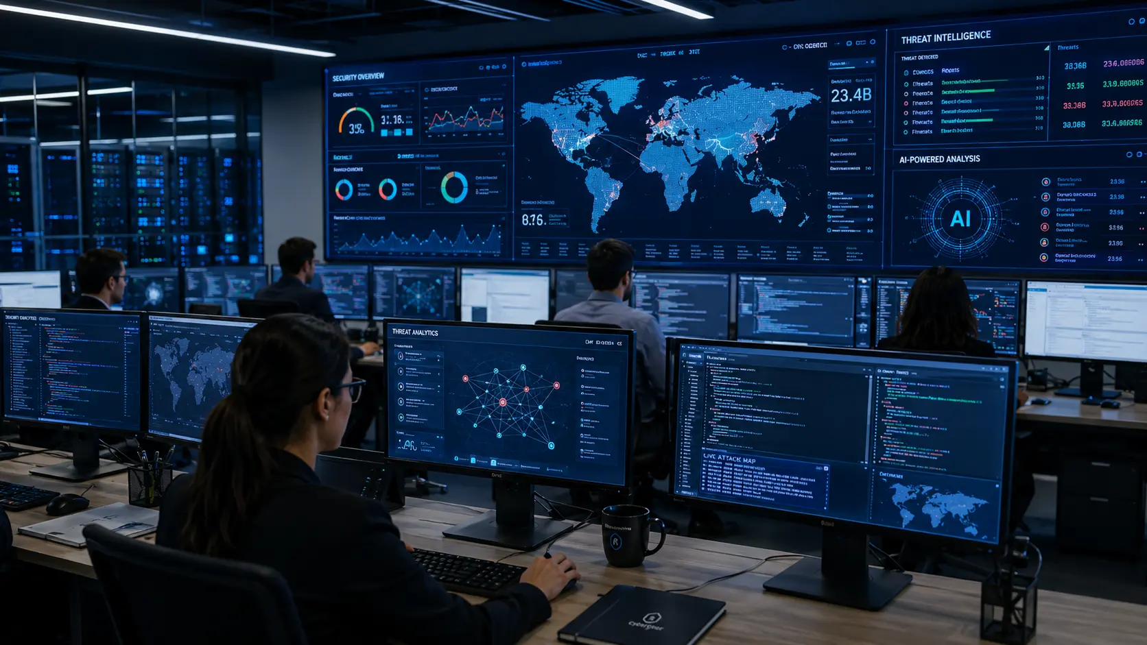 Cybersecurity professionals monitoring enterprise security threats