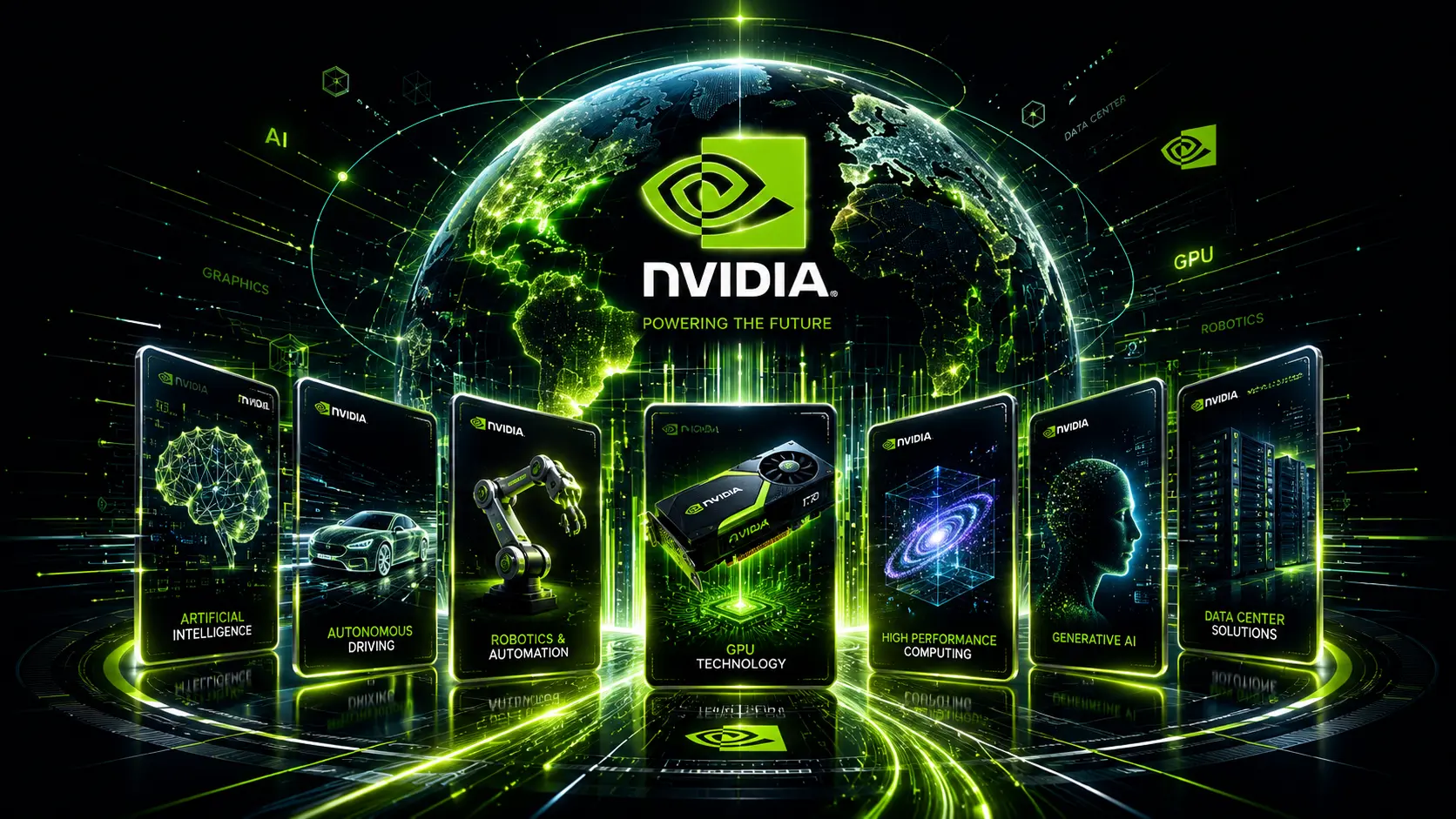 NVIDIA Stock Prediction 2026 showing NVDA stock chart with AI technology and semiconductor graphics