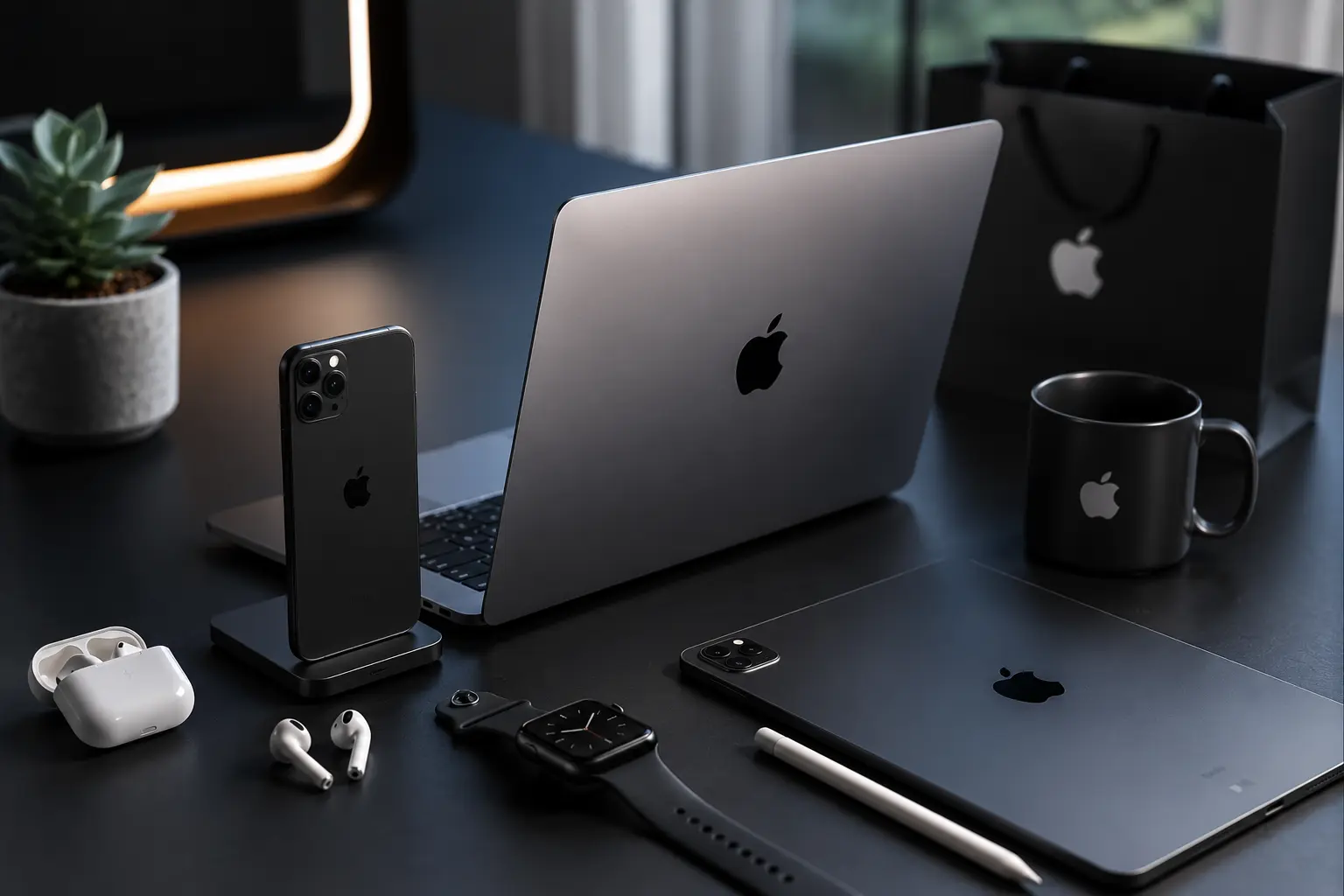 Apple ecosystem featuring AI-powered devices, software platforms, cloud services, and digital technology solutions for modern users and businesses