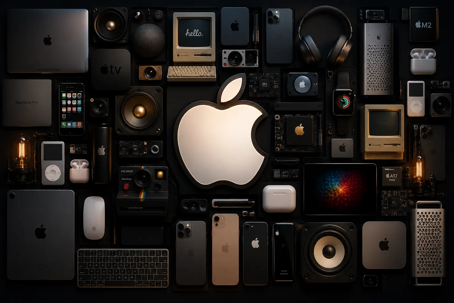 Apple ecosystem featuring AI-powered devices, software platforms, cloud services, and digital technology solutions for modern users and businesses