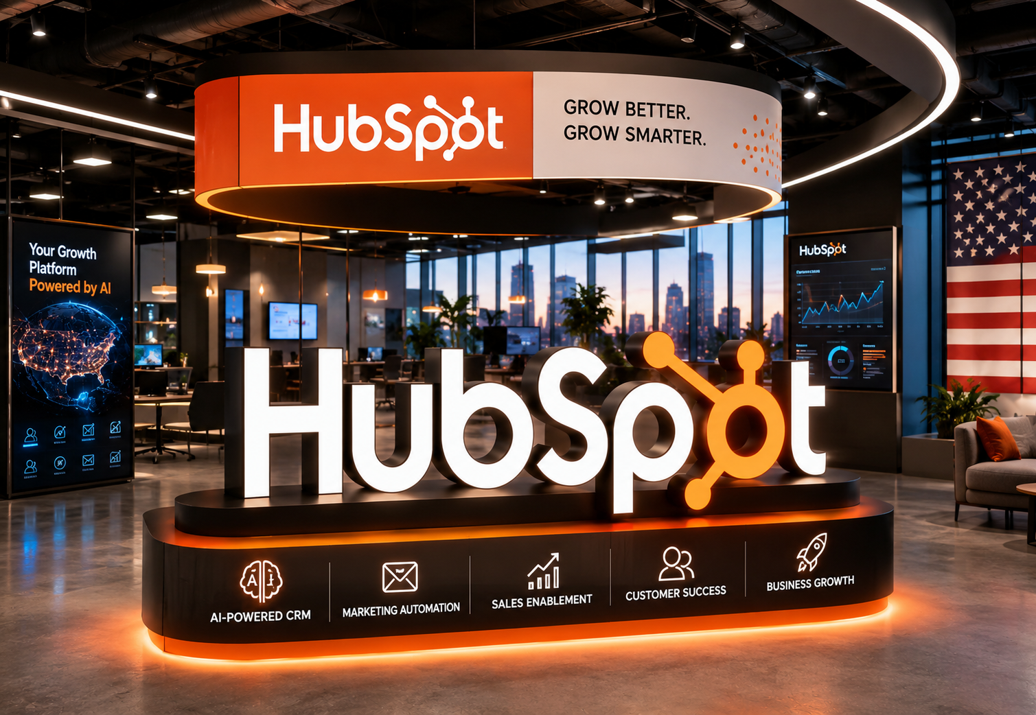 HubSpot CRM platform featuring marketing automation, sales software, artificial intelligence, and customer relationship management for U.S. businesses.