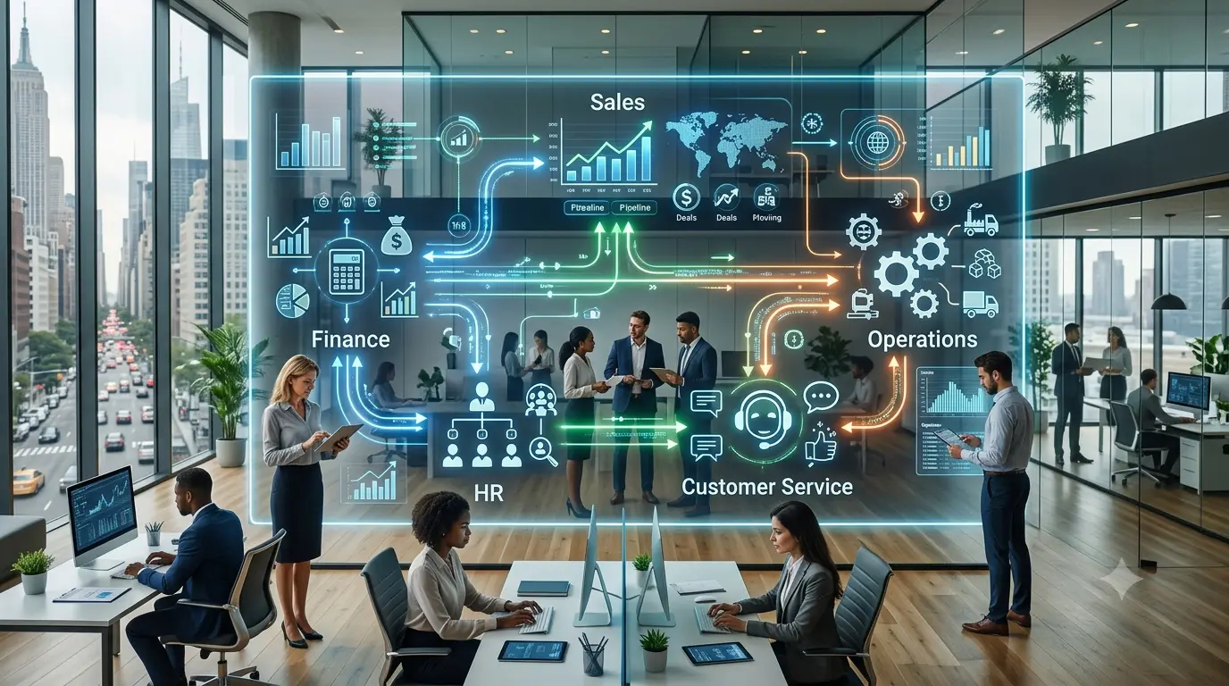 Intelligent workflows using AI automation to streamline business processes, improve productivity, optimize operations, and accelerate digital transformation in modern enterprises.