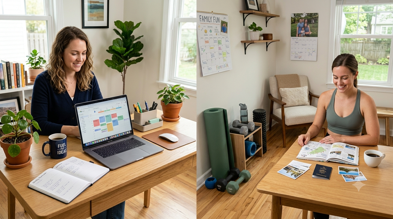Professional organizing calendar on a laptop in a modern office to improve productivity and time management.