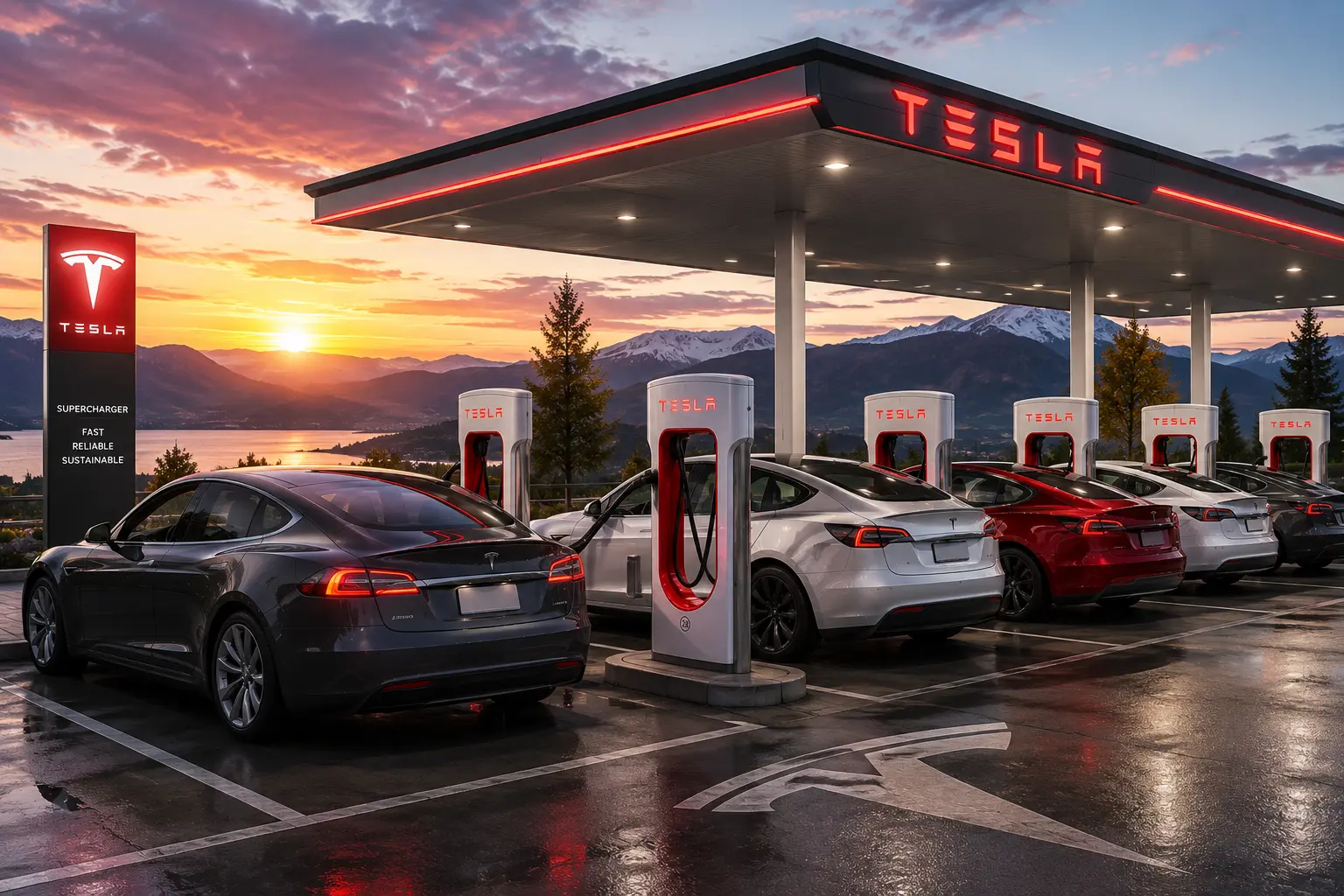 Tesla company technology ecosystem featuring electric vehicles, artificial intelligence, autonomous driving, robotics, and renewable energy innovation in the USA